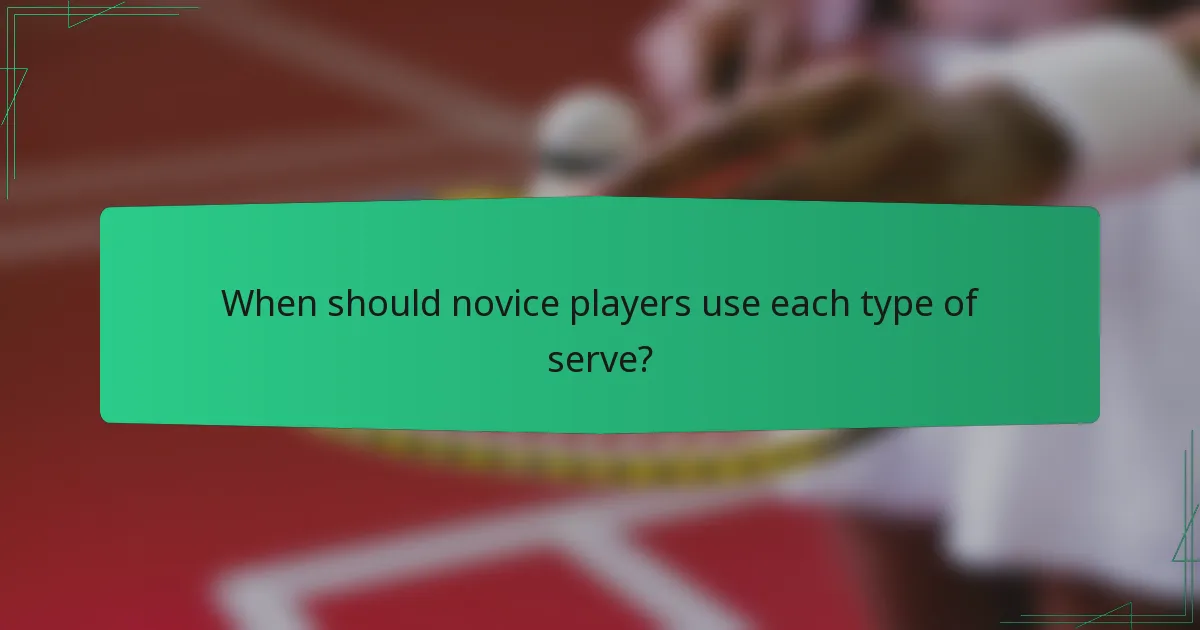 When should novice players use each type of serve?